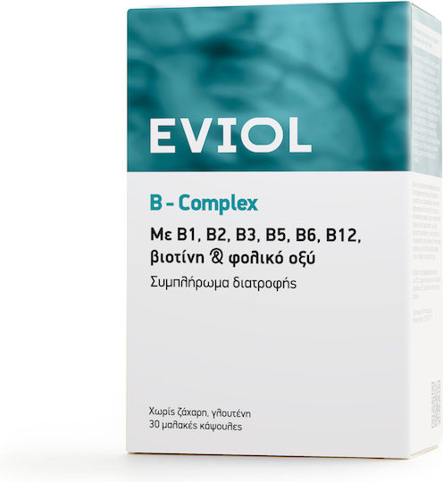 EVIOL B-Complex Vitamin für Energie, Stärkung des Immunsystems & das Nervensystem 30 Softgels