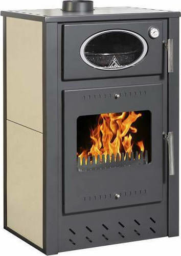 Alfatherm ALC02 Μεταλλική Ξυλόσομπα με Φούρνο 15kW Μπεζ