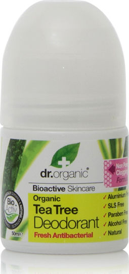 Dr.Organic Tea Tree Tea Tree Φυσικό Αποσμητικό σε Roll-On Χωρίς Αλουμίνιο 50ml