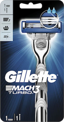 Gillette Mach 3 Turbo Razor cu Cap de schimb 3 lame și bandă lubrifiantă