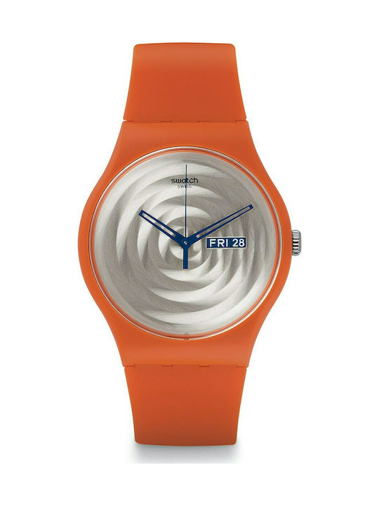 Swatch Watch with Orange Rubber Strap SUOO702