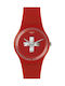 Swatch Watch with Red Rubber Strap