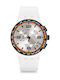 Swatch Ceas Cronograf cu Alb Curea de Cauciuc SUSW405