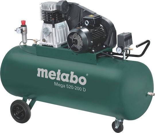 Metabo Mega 520-200 D Μονοφασικό Κομπρεσέρ Αέρος με Ισχύ 4hp και Αεροφυλάκιο 200lt