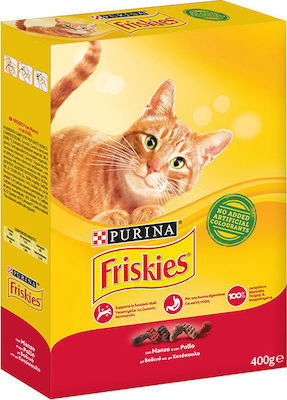 Purina Friskies Ξηρά Τροφή για Ενήλικες Γάτες με Βοδινό / Κοτόπουλο / Συκώτι 0.4kg