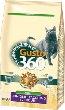Pet 360 Gusto Ξηρά Τροφή για Ενήλικες Γάτες με Κουνέλι / Γαλοπούλα / Λαχανικά 20kg