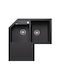 Blanco Metra 9 E 525938 Drop-In Spüle Ecke Links aus Verbundgranulat B83xT83cm Black