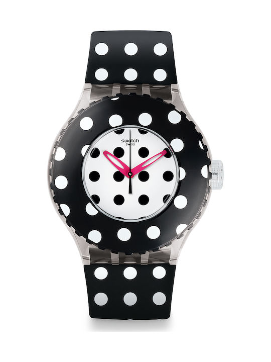 Swatch Uhr mit Schwarz Kautschukarmband SUUK107