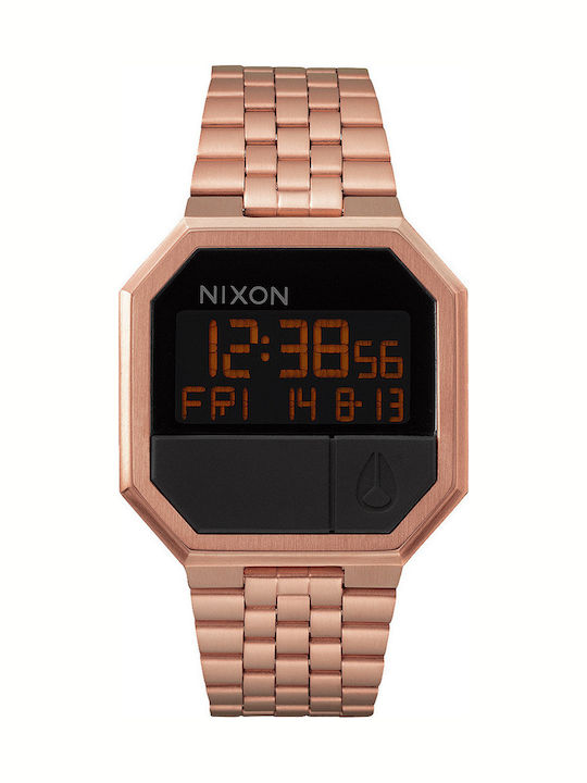 Nixon Digital Men's Watch 38mm Battery with Pink Gold Metal Bracelet