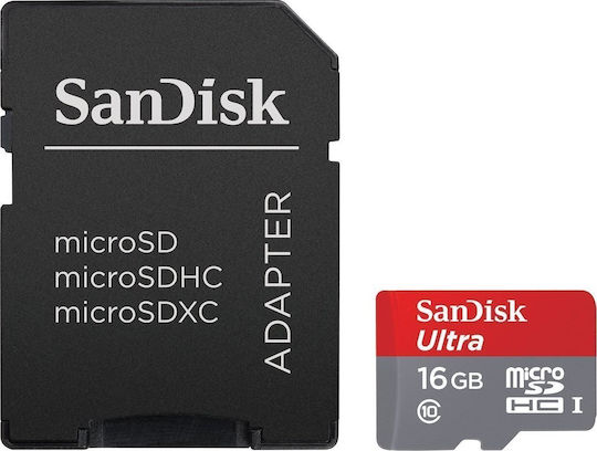 Sandisk Ultra microSDHC 16GB Class 10 U1 A1 UHS-I with Adapter