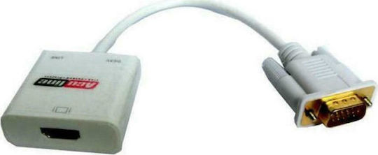 Aculine AD-047 Μετατροπέας VGA male σε HDMI female Λευκό 1τμχ
