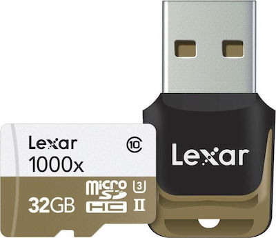 Lexar Professional 1000x microSDHC 32GB Class 10 U3 UHS-II with USB Reader