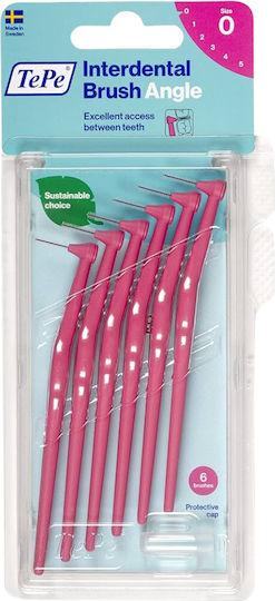 TePe Angle Μεσοδόντια Βουρτσάκια με Λαβή 0.4mm Ροζ 6τμχ