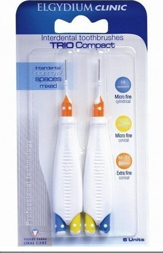 Elgydium Trio Compact 2 Ανταλλακτικά για Μεσοδόντια Βουρτσάκια με Λαβή Mixed 6τμχ