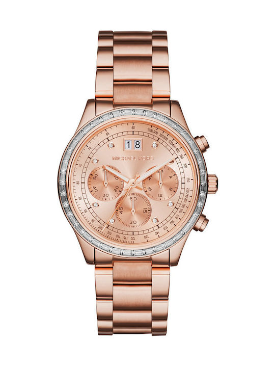 Michael Kors Brinkley Watch Chronograph with Pink Gold Metal Bracelet