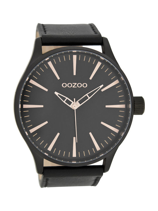 Oozoo Uhr Batterie mit Schwarz Lederarmband C7424