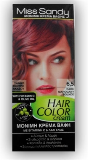 Miss Sandy Hair Color Cream Βαφή Μαλλιών 6/5 Ξανθό Σκούρο Ακαζού 60ml