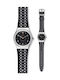 Swatch Watch with Black Leather Strap YLS184