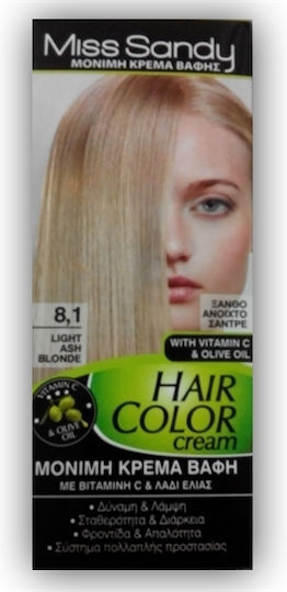 Miss Sandy Hair Color Cream Hair Dye 8/1 Light Sandy Blonde 60ml