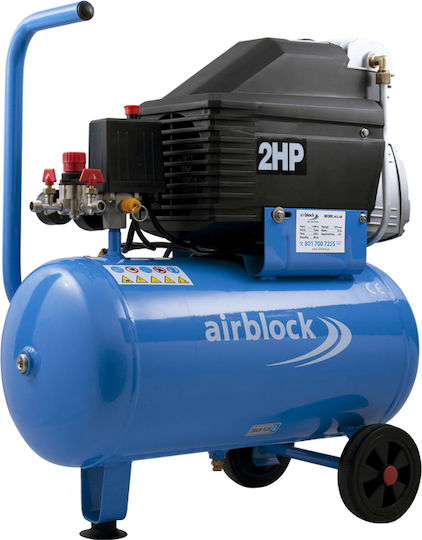 Airblock Work Κομπρεσέρ Αέρος με Ισχύ 2hp και Αεροφυλάκιο 24lt