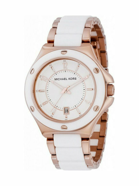 Michael Kors Acrylic Ladies Women's Watch with White Metal Bracelet