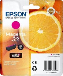 Epson T3343 Γνήσιο Μελάνι Εκτυπωτή InkJet Ματζέντα (C13T33434010 C13T33434012)