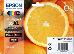 Epson 33XL Original Pack of 5 InkJet Printer Inks Photo Black / Yellow / Cyan / Magenta / Black (C13T33574010 C13T33574011)