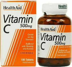 Health Aid Vitamin C Rosehip & Acerola 500mg 100tabs Βιταμίνη 500mg Πορτοκάλι 100 μασώμενες ταμπλέτες Health Aid Vitamin C Rosehip & Acerola 500mg 100tabs Βιταμίνη 500mg Πορτοκάλι 100 μασώμενες ταμπλέτες