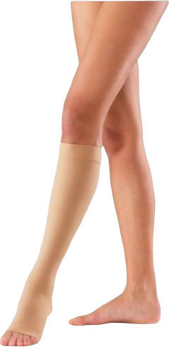 Sanyleg T41 Socks Calf High Graduated Compression with Silicone & Open Toes 23-32 mmHg Beige