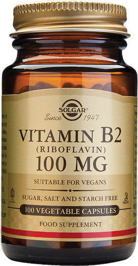 Solgar Vitamin B2 Vitamin for Nervous System Health 100mg 100 veg. caps