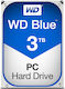 Western Digital Blue 3TB HDD Hard Drive 3.5" SATA III 5400rpm with 64MB Cache for Desktop