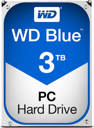 Western Digital Blue 3TB HDD Hard Drive 3.5" SATA III 5400rpm with 64MB Cache for Desktop