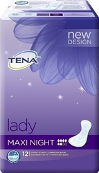 Tena Lady Night Maxi Γυναικείες Σερβιέτες Ακράτειας Αυξημένης Ροής 6 Σταγόνες 12τμχ