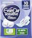 Every Day Sensitive with Cotton Super Hygienepads mit Flügeln für Starke Strömung 6 Tropfen 10Stück Ultra Plus