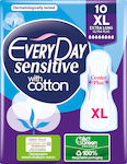 Every Day Sensitive with Cotton Extra Long Sanitary Pads with Wings for Heavy Flow 8 Drops 10pcs