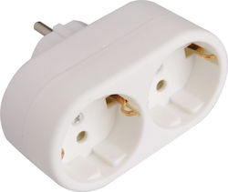 Eurolamp 2-Outlet T-Shaped Wall Plug White