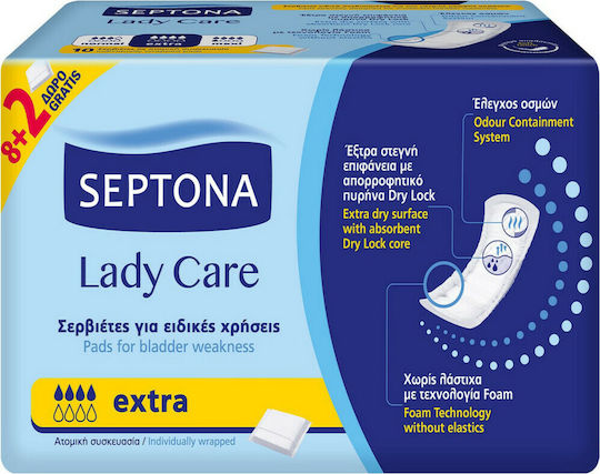 Septona Lady Care Extra Women's Incontinence Pad Normal Flow 4 Drops 10pcs