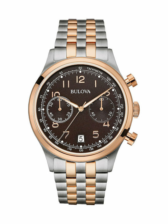 Bulova Vintage Ανδρικό Ρολόι 43mm Χρονογράφος Μπαταρίας με Ασημί Μεταλλικό Μπρασελέ