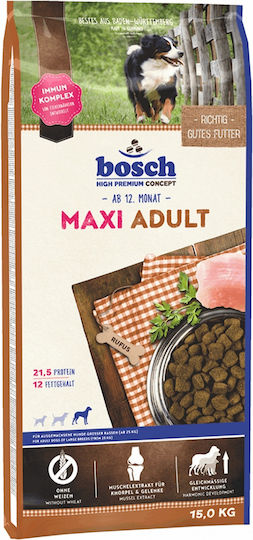 Bosch Petfood Concepts Adult Maxi 15kg Dry Food Gluten-Free for Adult Large Breed Dogs with Chicken and Poultry