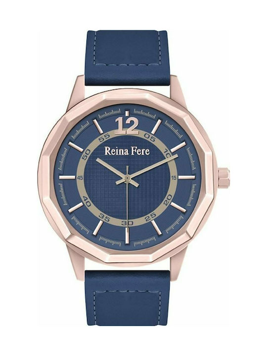 Reina Fere Watch with Blue Leather Strap