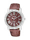 Q&Q Watch with Red Leather Strap DA93J315