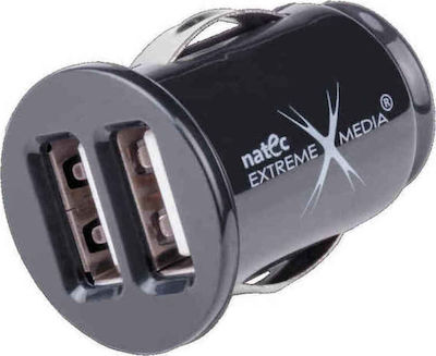 Natec Autoladegerät Schwarz Gesamtleistung 2A mit Anschlüssen: 2xUSB