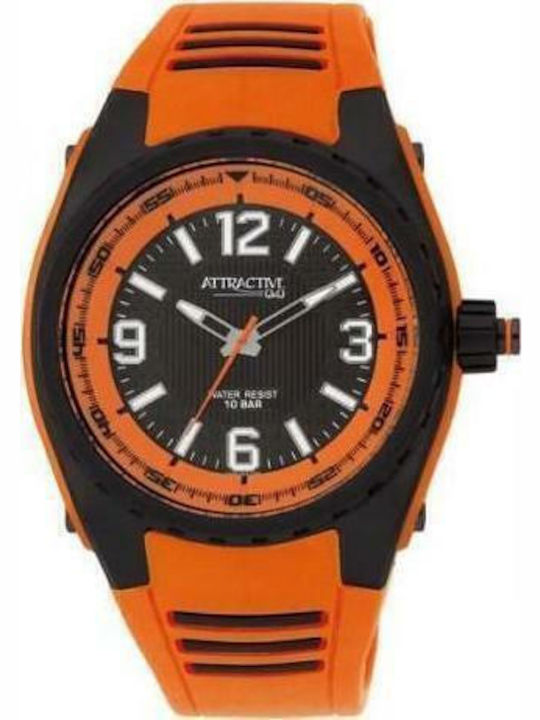 Q&Q Ανδρικό Ρολόι 52mm Μπαταρίας με Πορτοκαλί Κ...