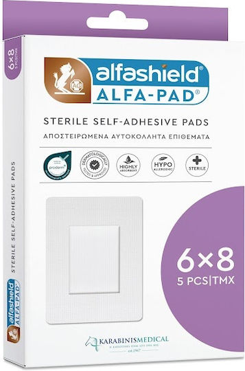 Alfashield Alfa Pad Αποστειρωμένα Αυτοκόλλητα Επιθέματα 6x 8cm , 5τεμ.
