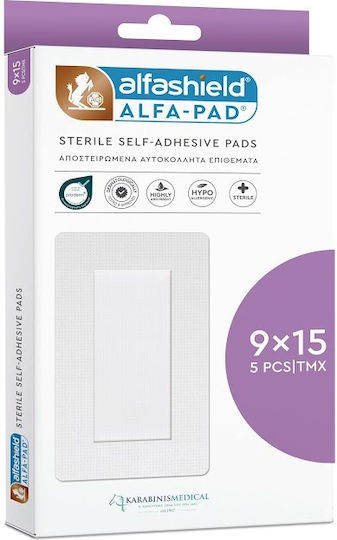Alfashield Alfa Pad Αυτοκόλλητες Γάζες 15x9cm 5τμχ