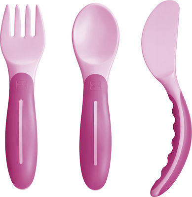 Mam Baby Cutlery Set made of Plastic for 6+ months 3pcs Pink