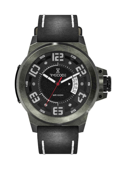 Timecode Watch Battery with Black Leather Strap TC-1005-01