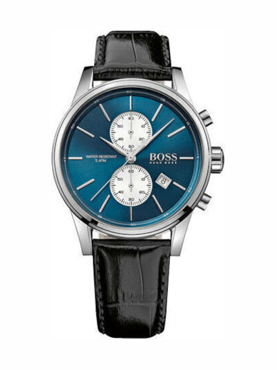 Boss Jet Men's Watch 42mm Chronograph Battery with Black Leather Strap