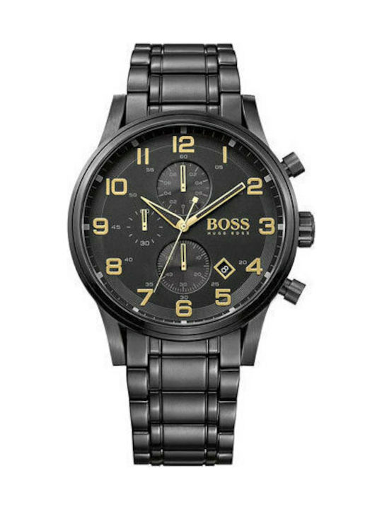 Hugo Boss Areroliner Uhr Chronograph Batterie mit Schwarz Metallarmband