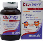 Health Aid KidzOmega One A Day Chewable Omega 3 Ulei de pește Potrivit pentru copii 60 tablete masticabile Portocaliu